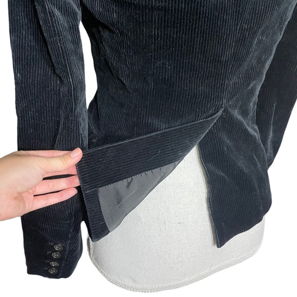 Theory Corduroy Blazer 6 Black Velvet Ribbed Button Surgeon Cuff Jacket Business - Picture 14 of 16